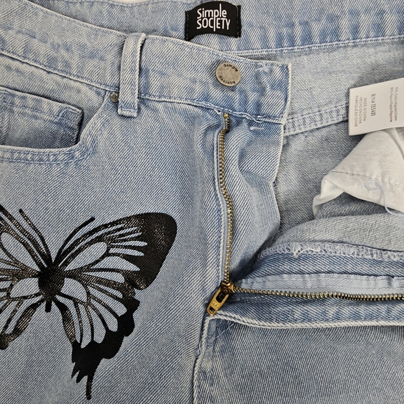 Simple Society butterfly wide leg baggy jeans size 7/ 28 - Picture 12 of 15